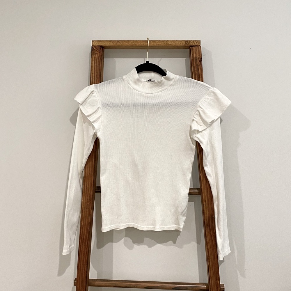 Zara White Top with Ruffle Detail